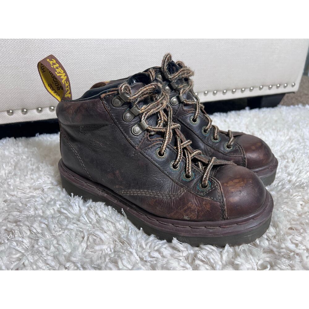 Vintage 90s Dr Doc Martens Work Combat Boots Air Wair Unisex UK 5 Brown AW004